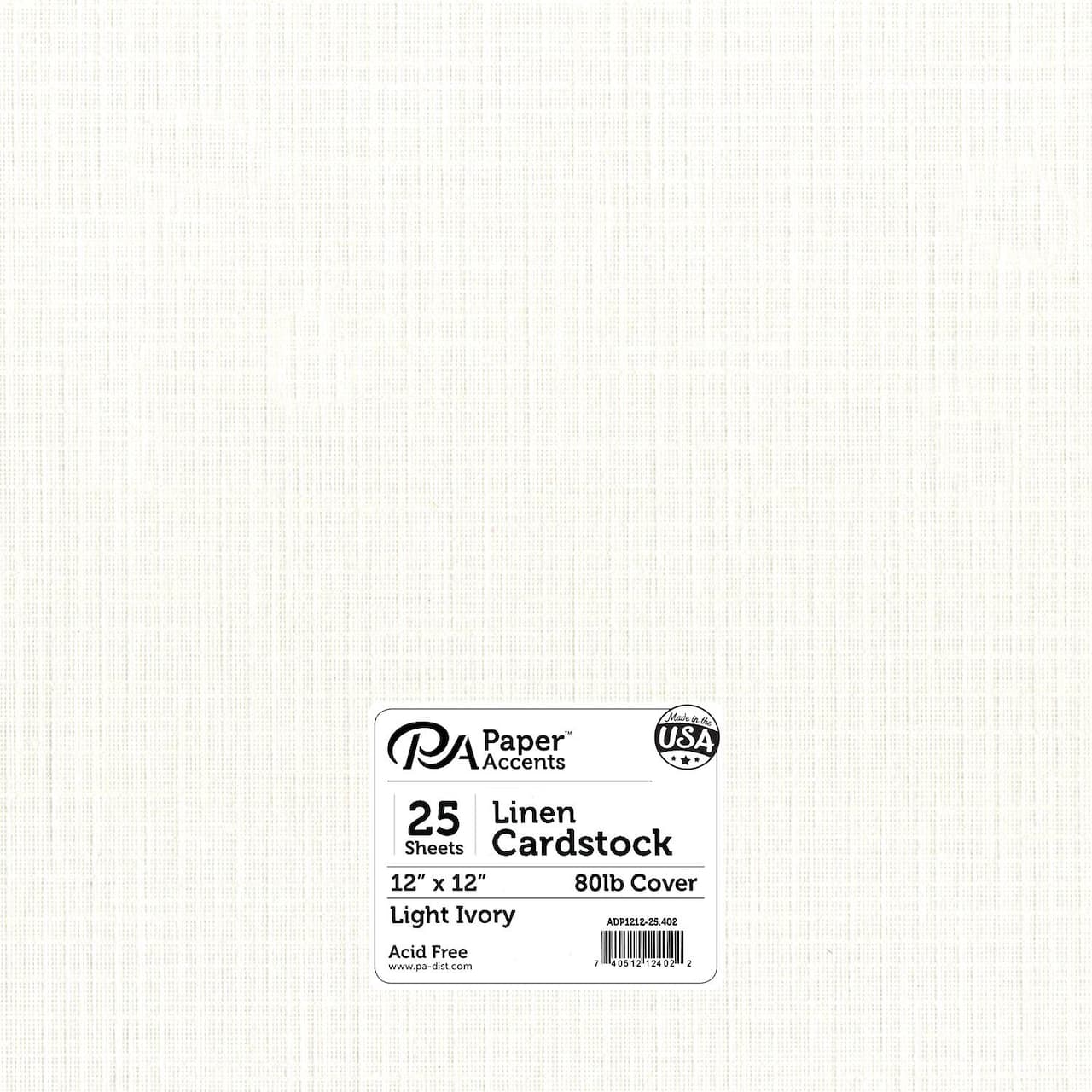 Paper Accents Cdstk Linen 12x12 80lb Light Ivory
